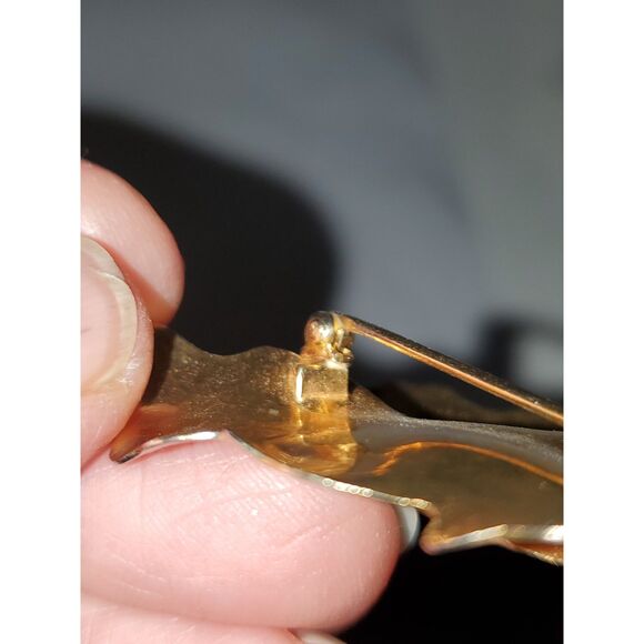 A Gold Tone Leaf Brooch Pin Oak Tree Fall Vintage Costume Jewelry - Picture 11 of 12